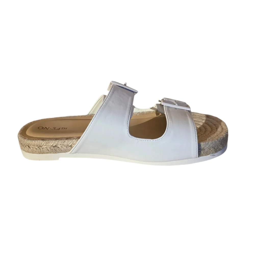 On 34th White Espadrille Slides